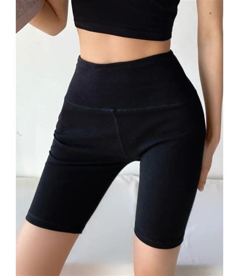 High Rise Solid Tight Biker Shorts