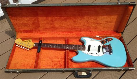 1968 Fender Mustang Daphne Blue Guitars Electric Solid Body Neals