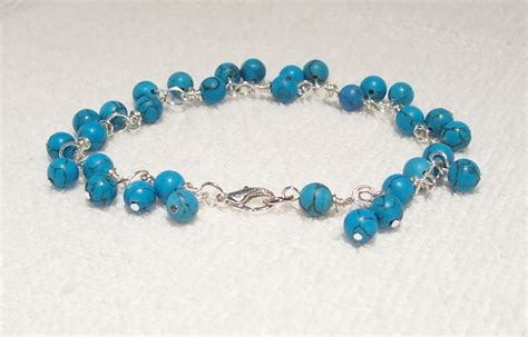 Beautiful Genuine Turquoise Gemstone Bead Bracelet By Designsbydebra