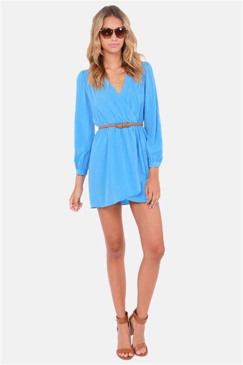 That's a wrap sky blue long sleeve dress