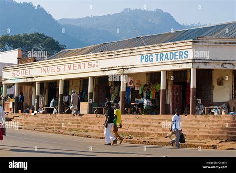 Malawi Zomba Painted Shop Fronts Advertise Their Wares In The Town Of