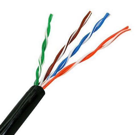 Cable De Red Exterior Impermeable Rj45 Cat5e Utp Rígido Awg24 Negro Bobina De 305 Metros