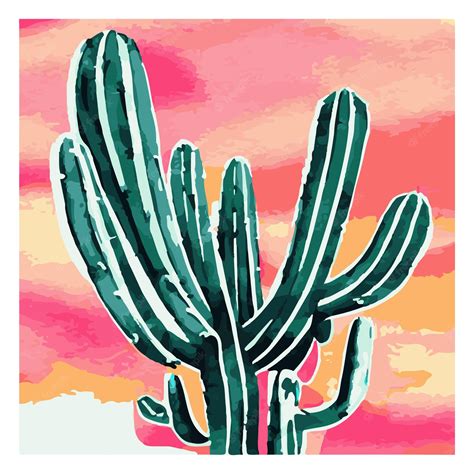 Premium Vector Nature Saguaro Cactus Plant Watercolor Vector Illustration