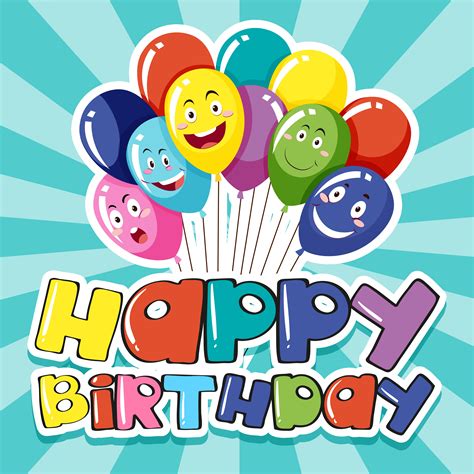 Happy Birthday Card Template With Colorful Balloons 299027 Vector Art