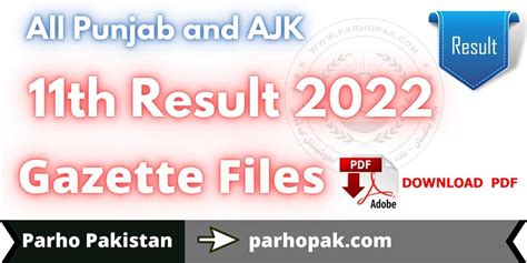 Download Gazette 11th Class Result 2022 Pdf All Punjab Bise Boards