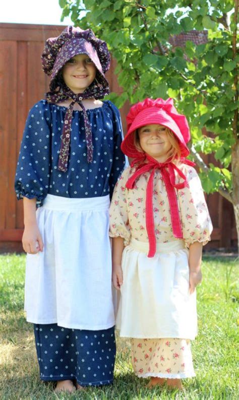 Homemade Pioneer Costumes For Girls Bonnet Apron And Simple Dress
