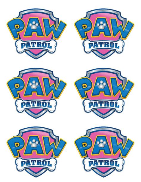 Paw Patrol Birthday Pink Badges 6 A Page Digital Copy Etsy