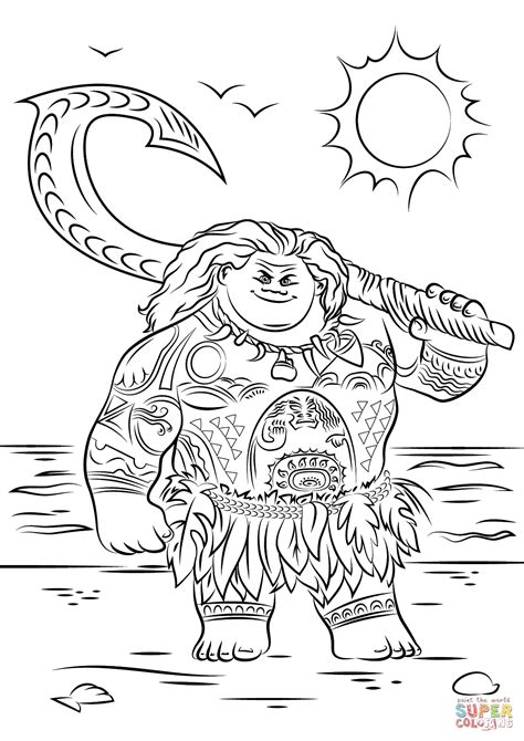 Maui From Moana Coloring Page Free Printable Coloring Pages