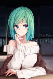 The main thing to complete the ahoge type of hair is to leave a this best suits short hair, just above the shoulders. original characters, Short hair, Blue eyes, Anime, Anime girls, Aqua hair, Sweater HD Wallpapers ...