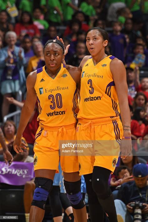 Nneka Ogwumike And Candace Parker Of The Los Angeles Sparks Hug Each