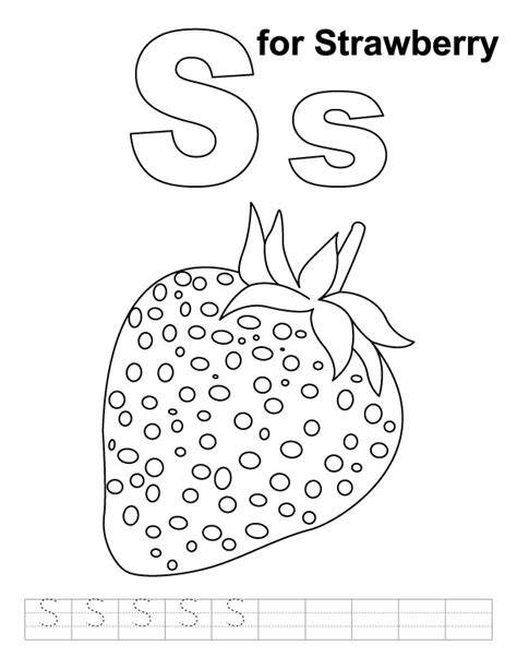 These are suitable for preschool, kindergarten and first grade. S for strawberry coloring page with handwriting practice ...