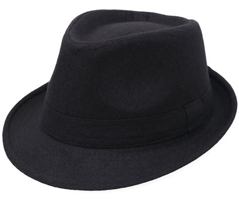 Men S Classic Manhattan Structured Gangster Trilby Fedora Hat Black Ebay