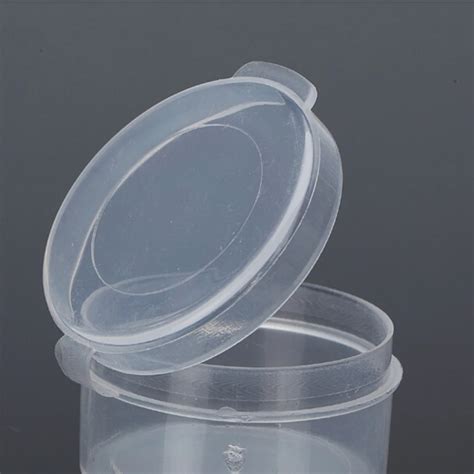 New 5 Pcs Small Round Plastic Clear Transparent With Lid Collection