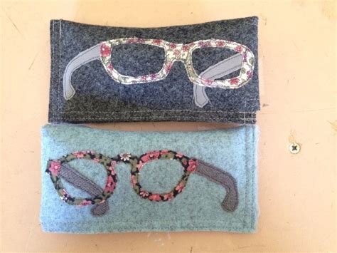 Boiled Wool Glasses Cases With Appliqué Spectacles A Secure Flap With Button Fastening And