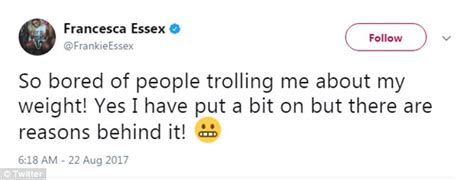Frankie Essex Hits Back At Vile Trolls Who Fat Shamed Her Daily Mail