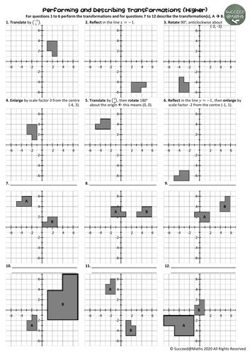 Performing And Describing Transformations Of Shapes Worksheet