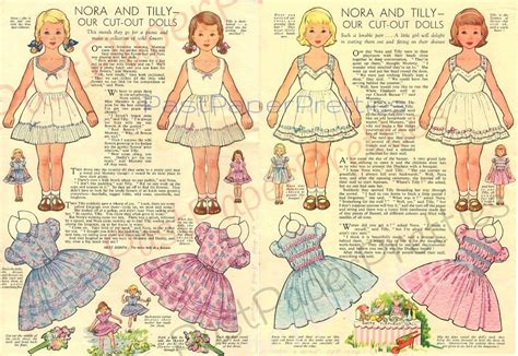 Vintage Paper Dolls Nora And Tilly C 1956 Printable PDF Etsy