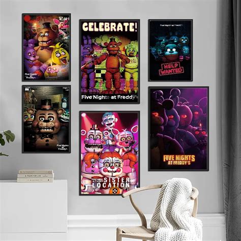 ♝fnaf Five Nights At Freddys Anime Poster Movie Sticky Posters Retro