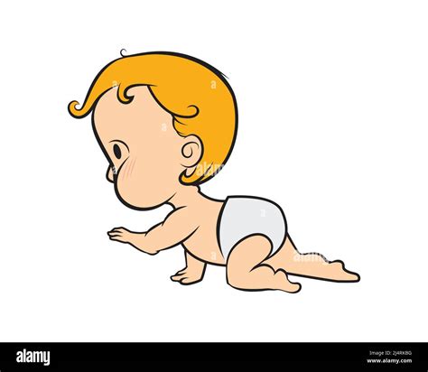 Crawling Baby Illustration With Cartoon Style Vector Stock Vector Image