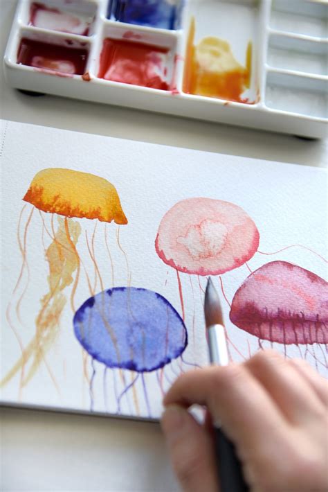 Watercolor Tutorial Easy Jellyfish Watercolor Art Lessons