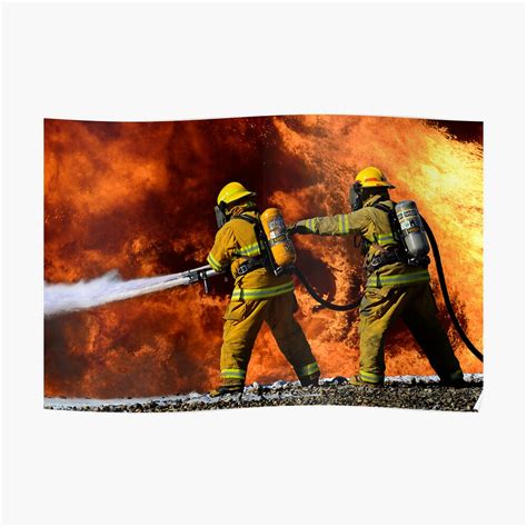 Firefighters In Action Poster By Bobchristopher Redbubble
