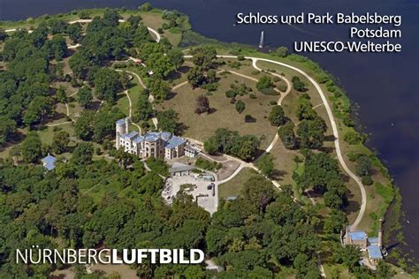 Babelsberg palace is temporarily closed for renovation work. Schloss und Park Babelsberg, Potsdam, Luftbild