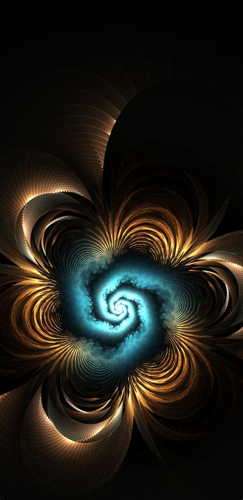 Download Wallpaper 1440x2960 Abstraction Fractal Spiral Blue Glow