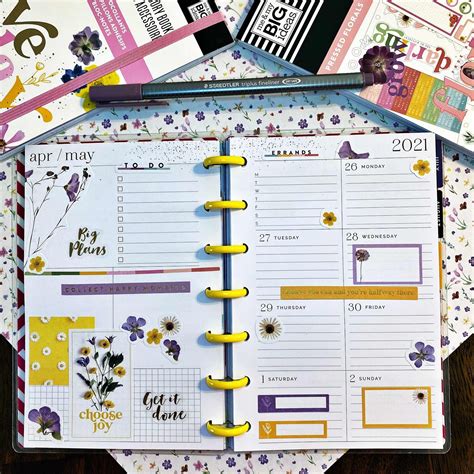 Mini Weekly Planner Spread Pressed Florals Happy Planner Layout