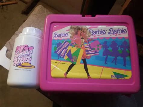 vintage mattel thermos barbie barbie barbie pink plastic lunch box 1990 20 00 picclick