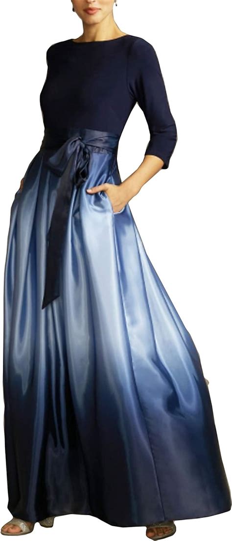 Sl Fashions Womens Long Satin Ombre Party Dress With Pockets Missy