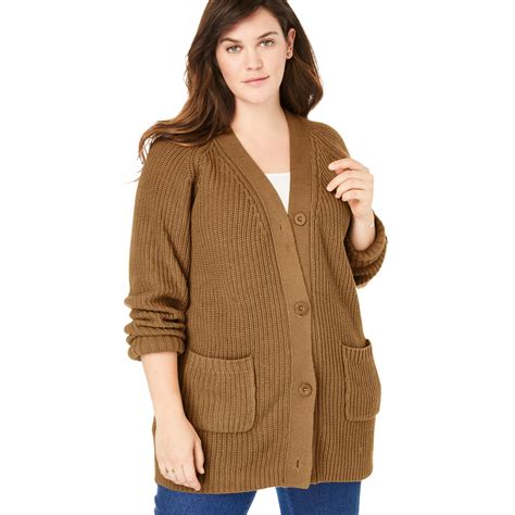 Woman Within Woman Within Plus Size Long Sleeve Shaker Cardigan