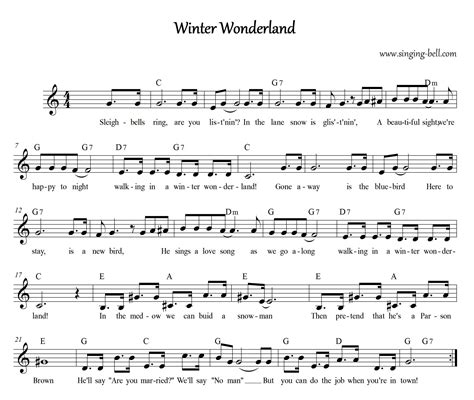 Winter Wonderland Chords And Lyrics Chord Any Song