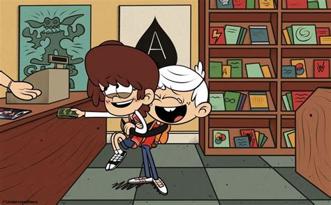 An Animated Image Of Two People Standing In Front Of A Book Shelf With