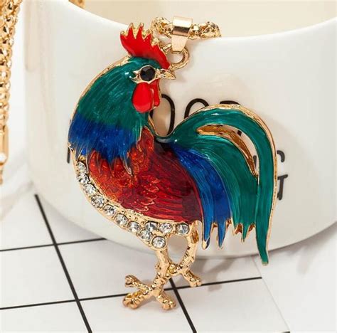 2017 New Hot Style Multicolor Opals Cock Rooster Chicken Necklace