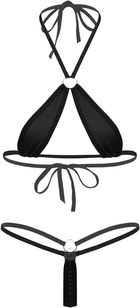 Yoojia Damen Micro Bikini Sets Neckholder Bh Bustier Top Mit Mini G String Tanga Zweiteiler