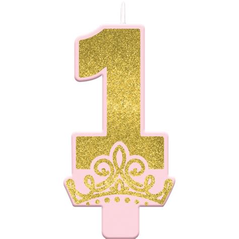 Disney Princess 1st Birthday Glitter Number One Candle Party Supplies