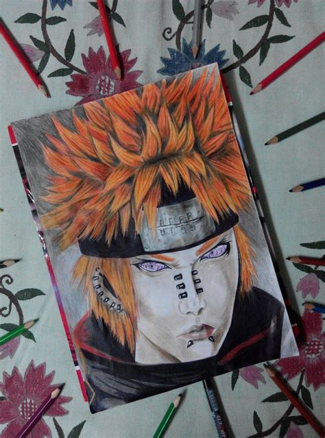 Pain Deva Path Color Pencil Drawing By Me Referenced Used Naruto