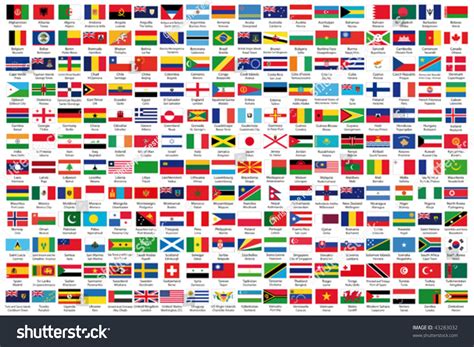 216 Official Flags World Alphabetical Order Stock Vector Royalty Free