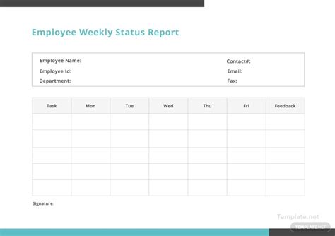 Employee Weekly Status Report Template In Microsoft Word
