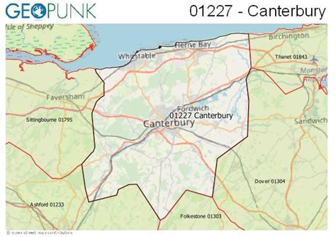 01227 View Map Of The Canterbury Area Code