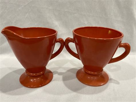 Vintage Hazel Atlas Ovide Platonite Rust Colored Creamer And Etsy