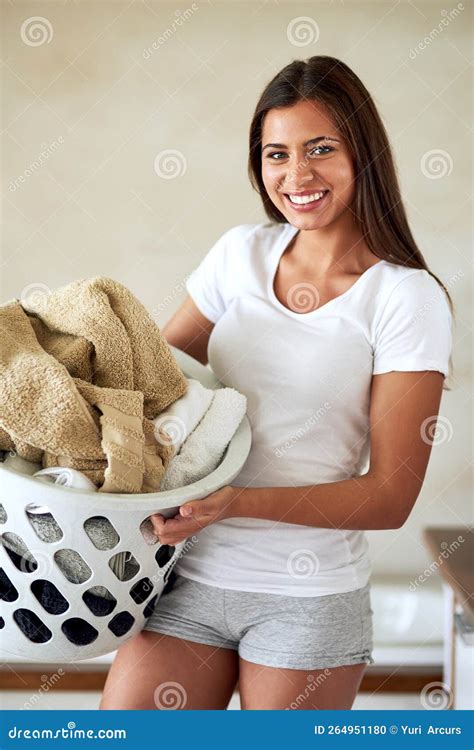 Its A Good Day For A Laundry Day Portrait Of A Happy Young Woman