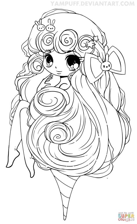 Chibi Cotton Candy Girl Coloring Page Free Printable Coloring Pages