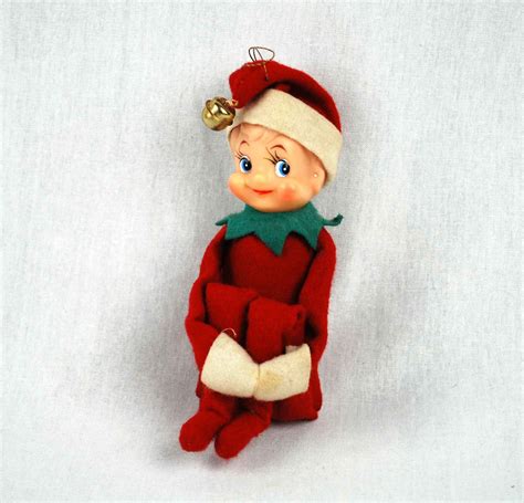 Vintage Christmas Elf 1950s Holiday Shelf Sitting Doll Christmas