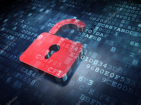 Data Concept Red Opened Padlock On Digital Background Stock Photo By