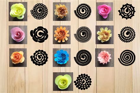 Rolled Paper Flower Templates Svg 3d Rose Svg By Julydigitalimages