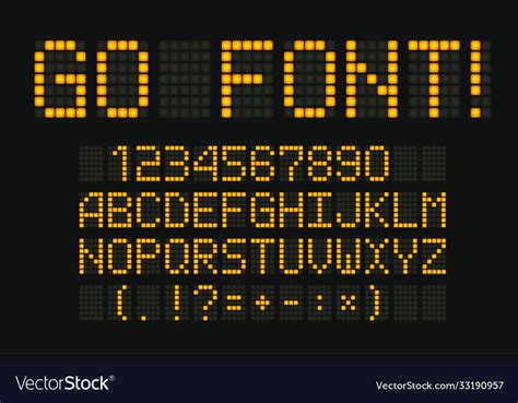 Digital Font For Led Board Scoreboard Clock Vector Image