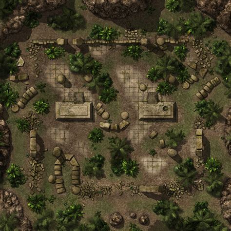 Jungle Hills Ruin Wilderness Fantasy Map Adventure Map Dungeon Maps