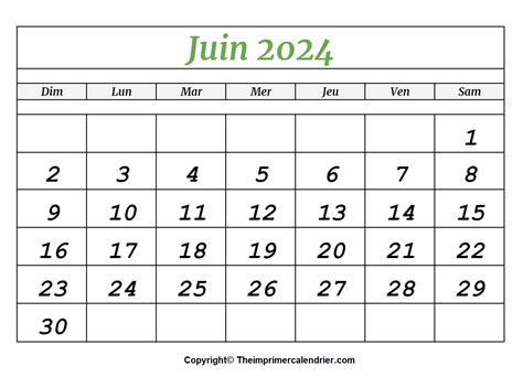 Juin 2024 Calendrier Imprimable The Imprimer Calendrier
