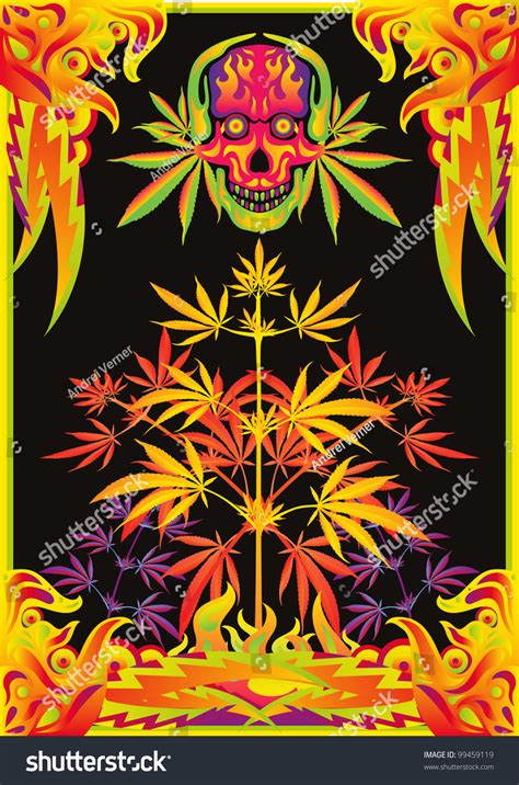 Psychedelic Music Party Flyer Background Colorful Stock